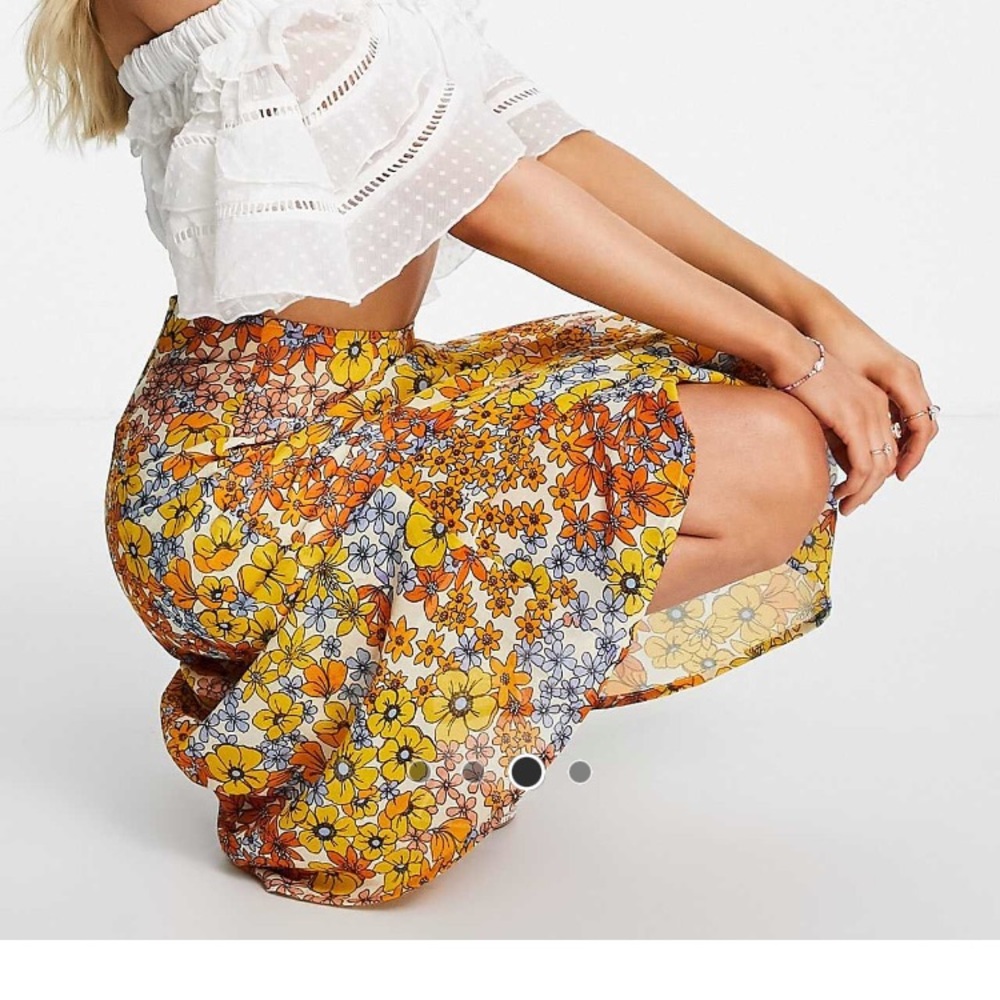 ASOS Wednesdays Girl retro floral print midi skirt NWT